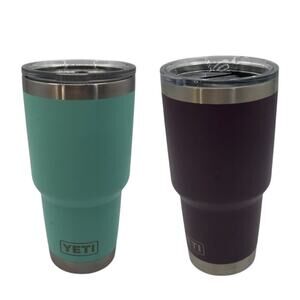 Yeti Ramblers 30oz Tumblers with Lids No Mag slide No straws Aqua & Eggplant